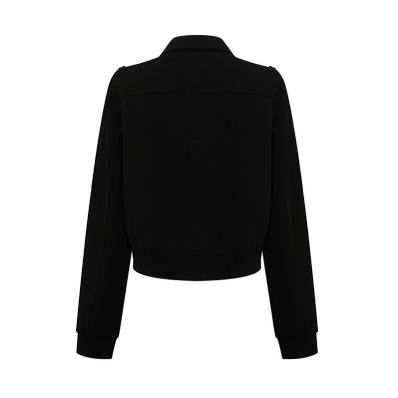 Damen Sweatjacke mit dekorativer Zierkordel, Reißverschluss und Schulterpatten Shop Nory