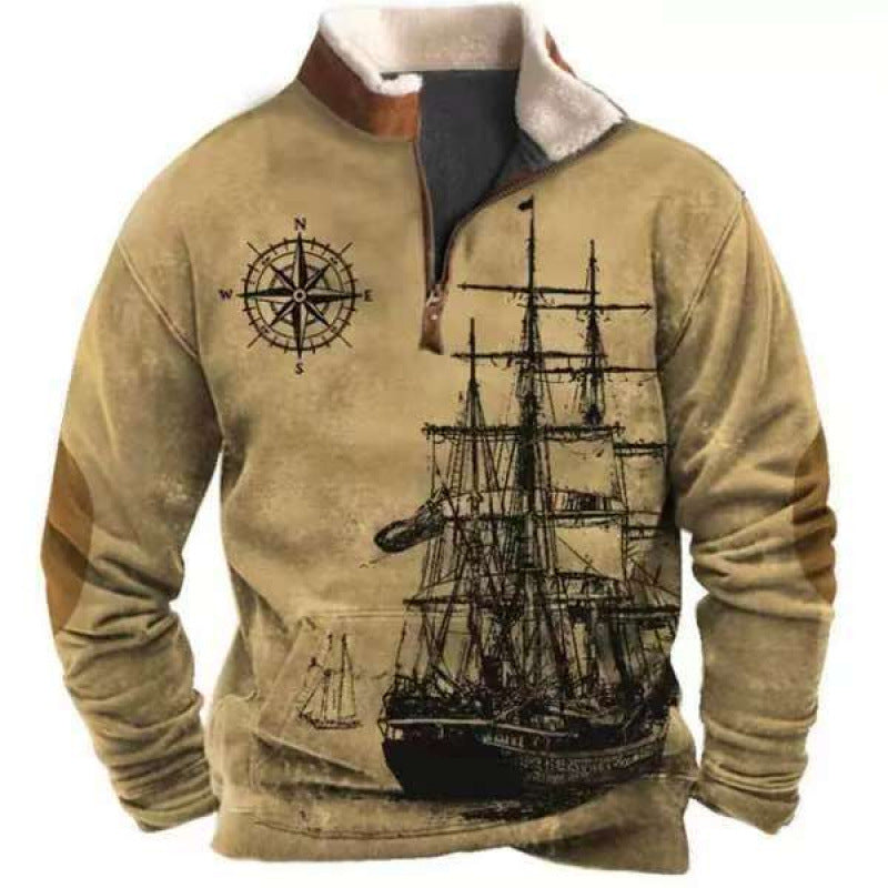 Herren Modischer Hoodie mit Kapuze und maritimem Druck Shop Nory