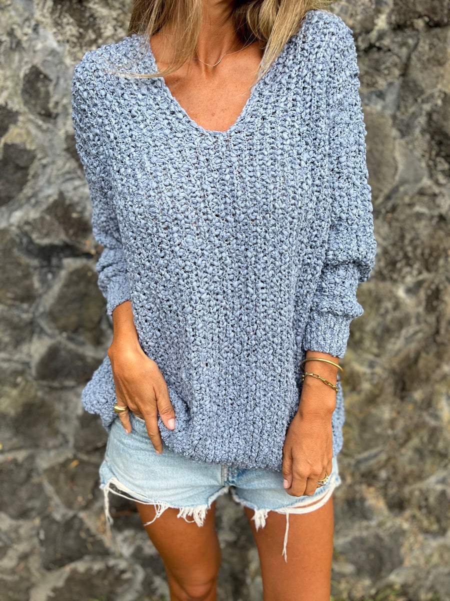 Damen Strickpullover mit V-Ausschnitt und lässigem Schnitt