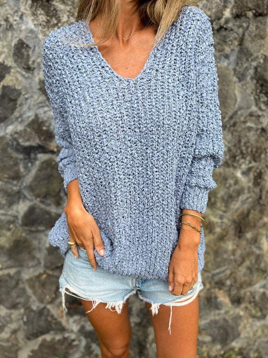 Damen Strickpullover mit V-Ausschnitt und lässigem Schnitt