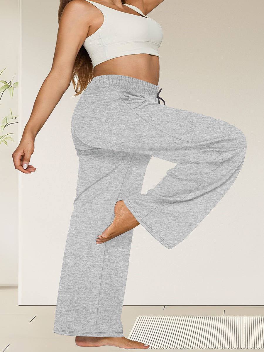 Damen Weite High-Waist Yogahose mit Leopardenmuster und Kordelzug Shopy Nory