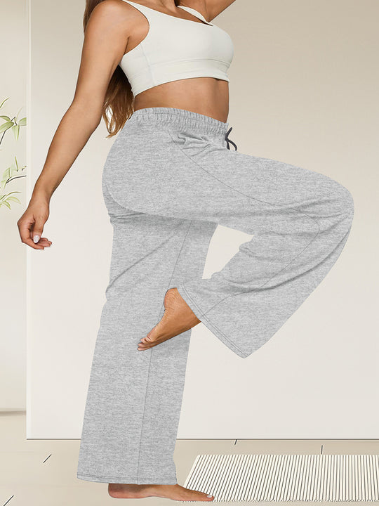 Damen Weite High-Waist Yogahose mit Leopardenmuster und Kordelzug Shopy Nory