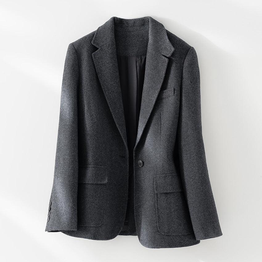 Damen Halbgefütterter Ein-Knopf-Wollmix-Blazer mit abgerundetem Saum Shop Nory