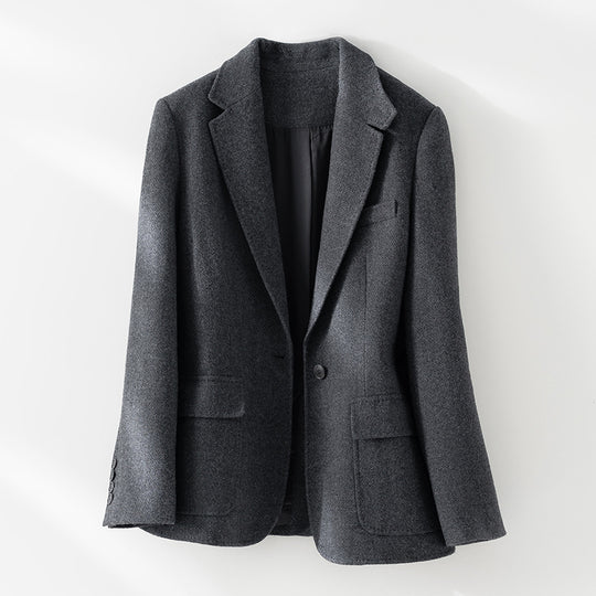 Damen Halbgefütterter Ein-Knopf-Wollmix-Blazer mit abgerundetem Saum Shop Nory