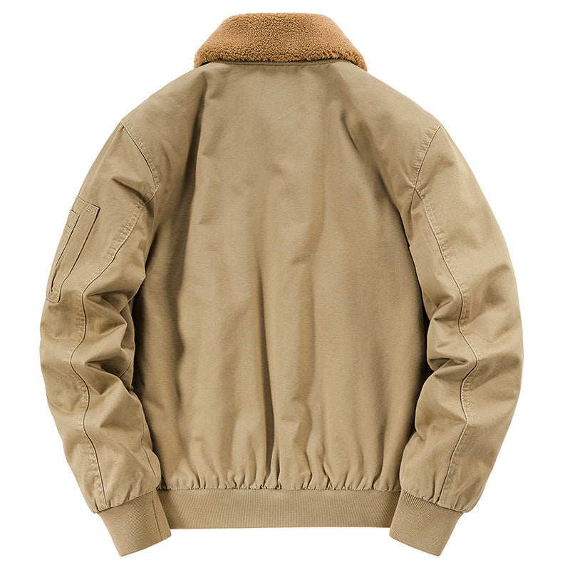 Herren Retro-Pilotenblouson im Field‑Stil mit Kunstfellkragen, diamantgesteppter Innenlage und Multifunktionstaschen Shop Nory
