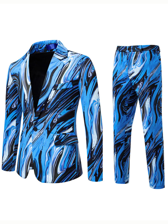Herren Zweiteiliges Statement-Anzug mit schmal geschnittenem Sakko und Slim-Fit Hose im Marmorprint Shop Nory