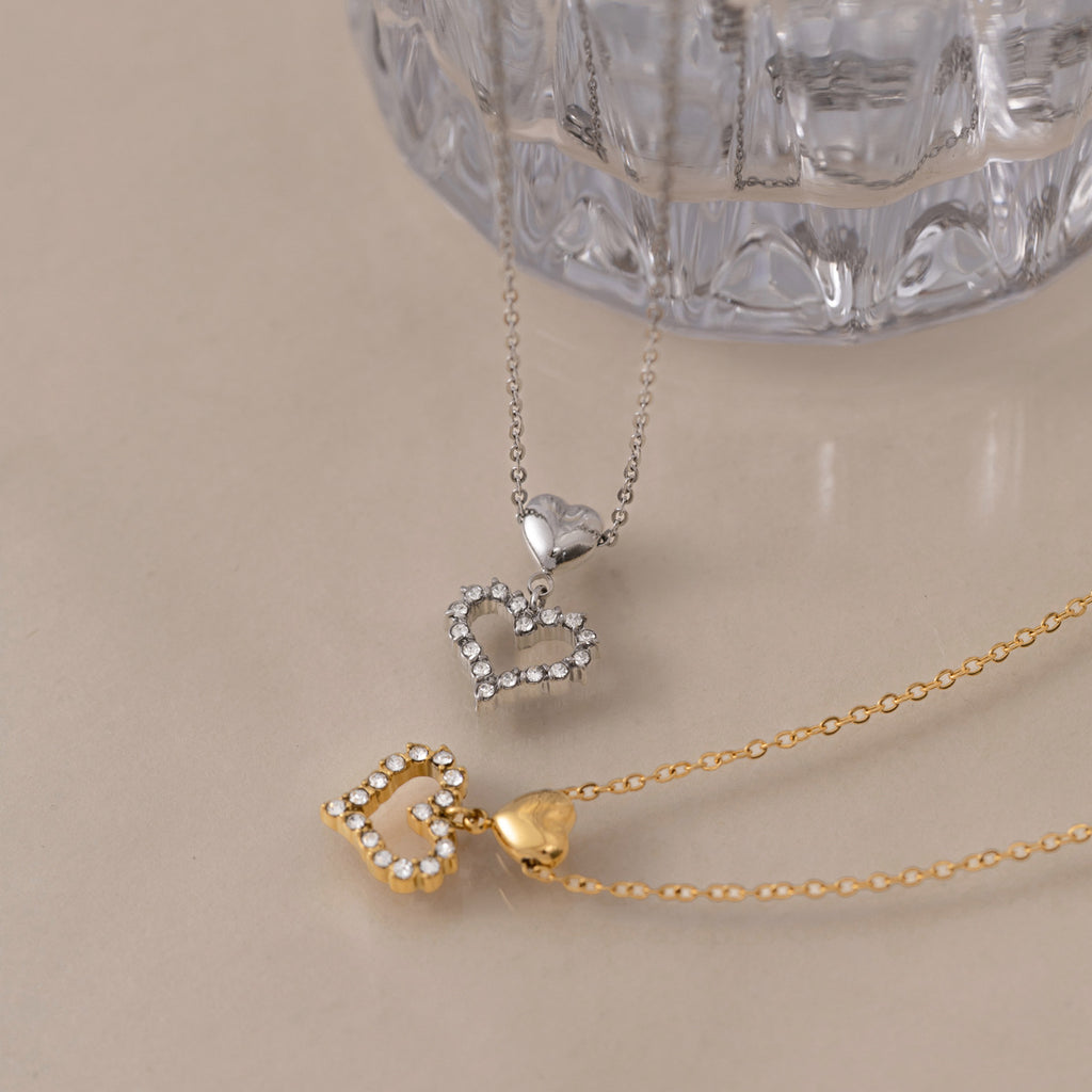 Damen Halskette mit Herzanhänger und funkelnden Zirkonia Shop Nory