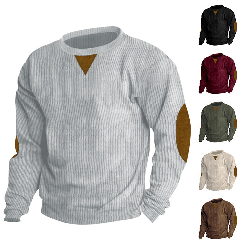 Herren Strickpullover mit einzigartigem strukturiertem Design und aufgesetzten Ellbogenpatches