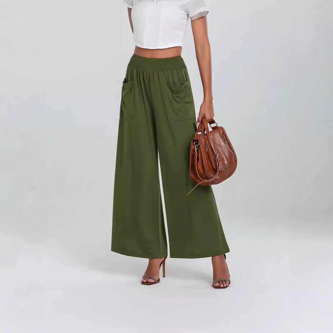 Damen Weit geschnittene Palazzo-Hose mit elastischem Bund und praktischen Taschen