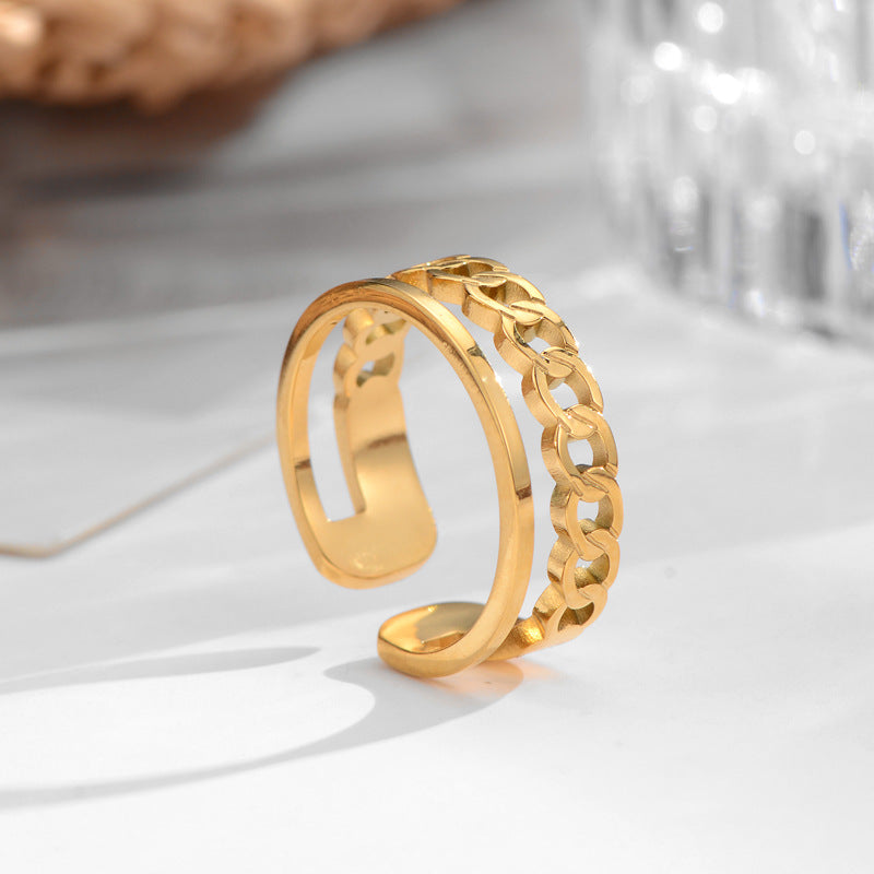 Damen Metallring mit eleganten Kettenelementen Shop Nory