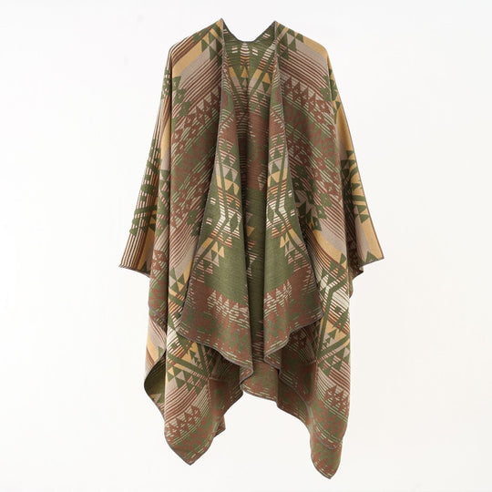 Damen Oversize-Überwurf im gewebten Ethno-Jacquard mit asymmetrischem Zipfelsaum Shop Nory
