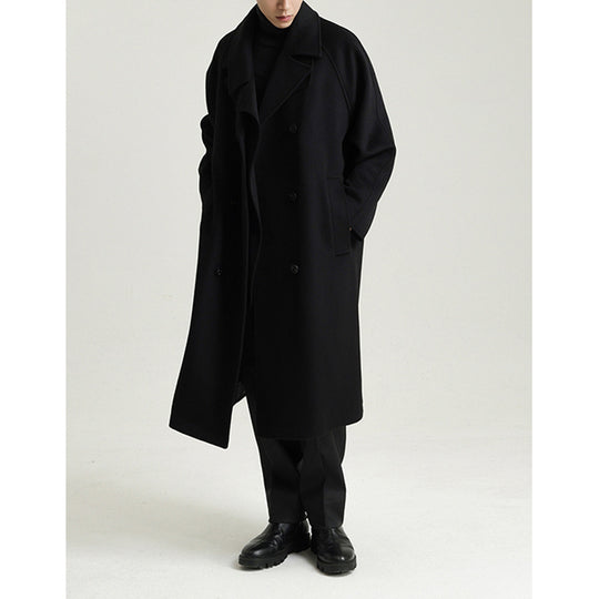 Herren Wollmantel im weiten Schnitt mit doppelreihiger Knopfleiste und weitem Revers Shop Nory