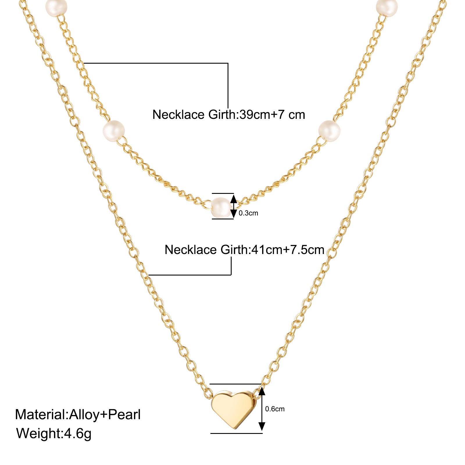 Damen Halskette mit eleganten Perlen und zarten Herzanhängern Shop Nory