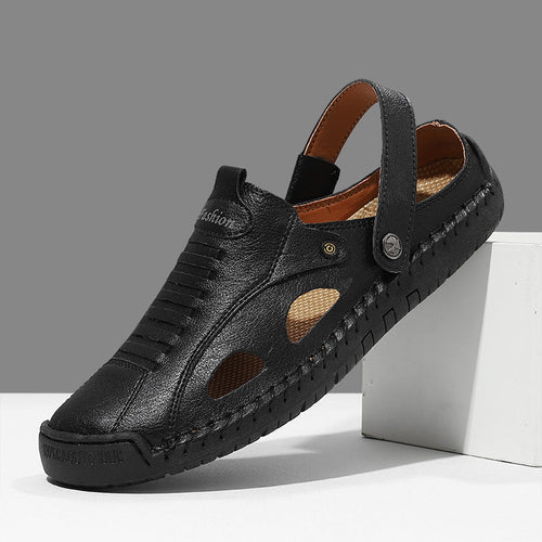 Herren Atmungsaktive Lederfreizeitschuhe mit offenem Fersendesign