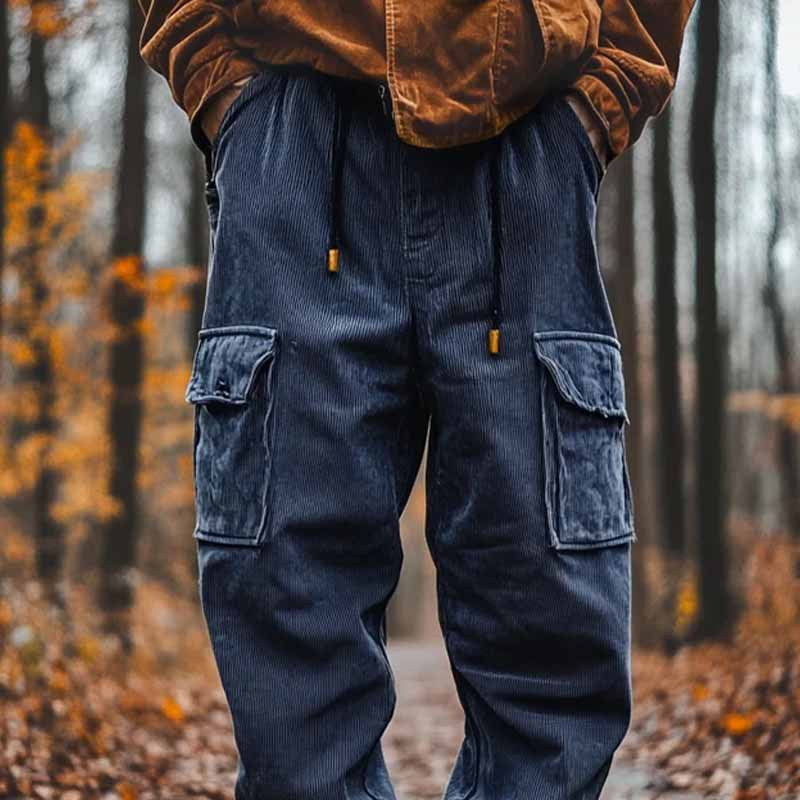 Herren Kord-Cargohose mit Tunnelzug, Bündchen und aufgesetzten Klappentaschen Shop Nory
