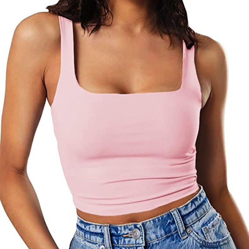Damen Crop-Top mit quadratischem Ausschnitt und schmalem Schnitt