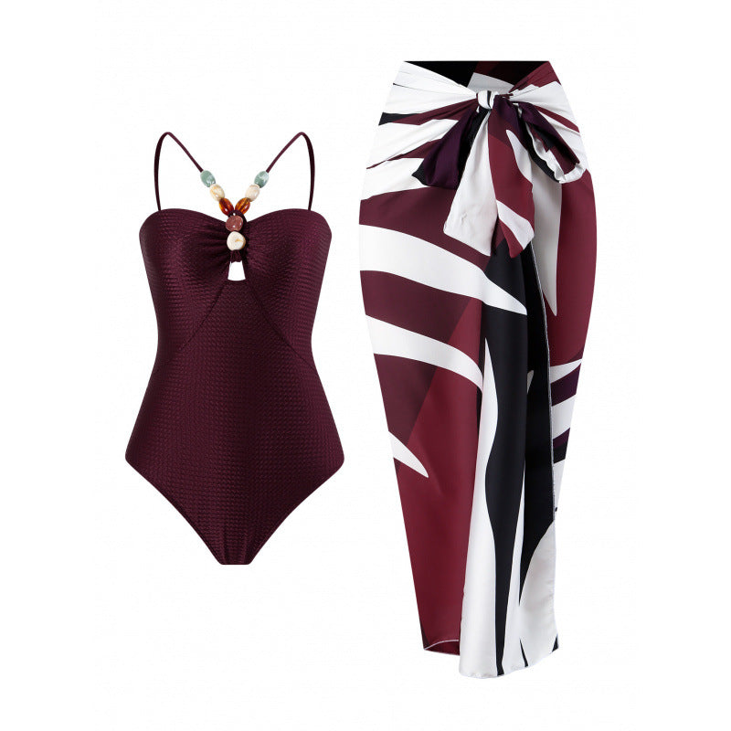 Damen Bandeau-Badeanzug mit asymmetrischem Rock