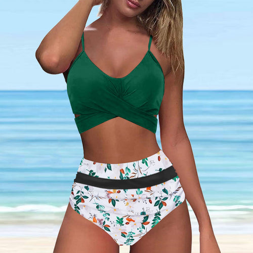 Damen High-Waist Bikini Set mit modischem Wickel-Oberteil