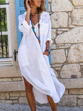 Damen Luftiges Strandkleid mit langen Ärmeln und praktischen Taschen