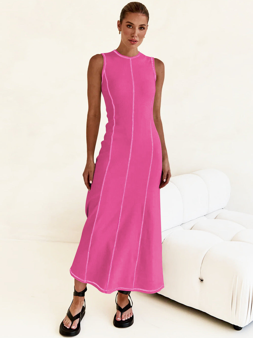 Damen Elegantes Maxikleid mit subtilen Nähdetails