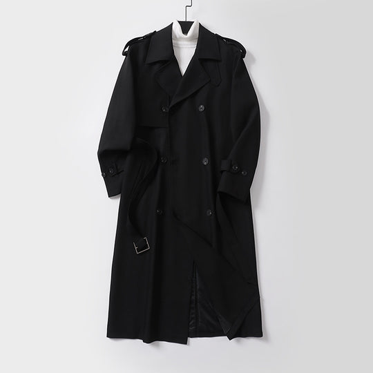 Damen klassischer Doppelreihiger Trenchcoat mit Taillengürtel und Schalkragen Shop Nory