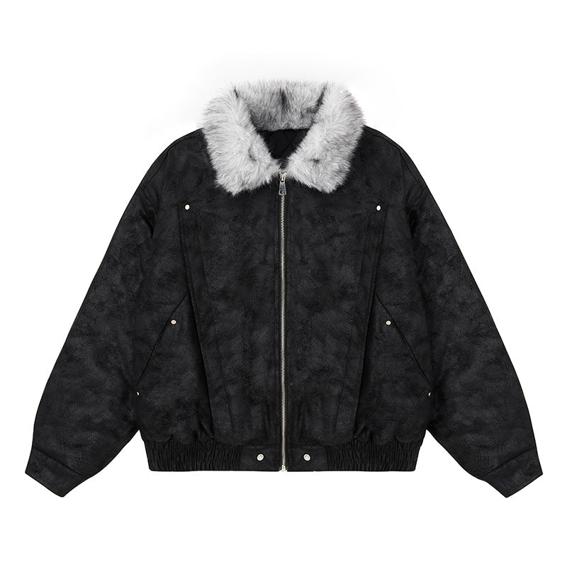 Damen Oversize-Bomberjacke mit Kunstfellkragen und elastischem Saum Shop Nory