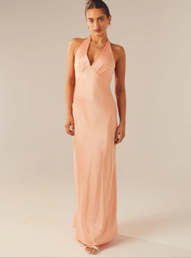 Damen Elegantes Wickelkleid mit V-Ausschnitt und schmalem, fließendem Schnitt