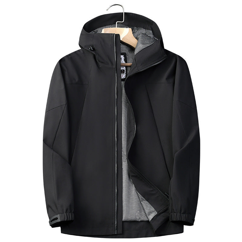 Herren Softshell Regen- und Übergangsjacke mit Kapuze, winddichter Membran und atmungsaktivem Meshfutter Shop Nory