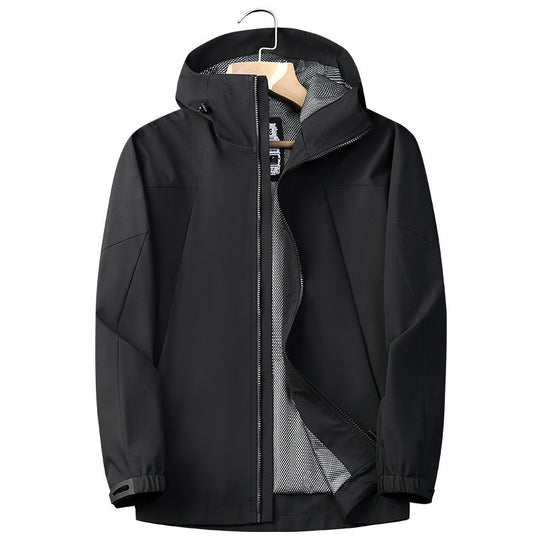 Herren Softshell Regen- und Übergangsjacke mit Kapuze, winddichter Membran und atmungsaktivem Meshfutter Shop Nory