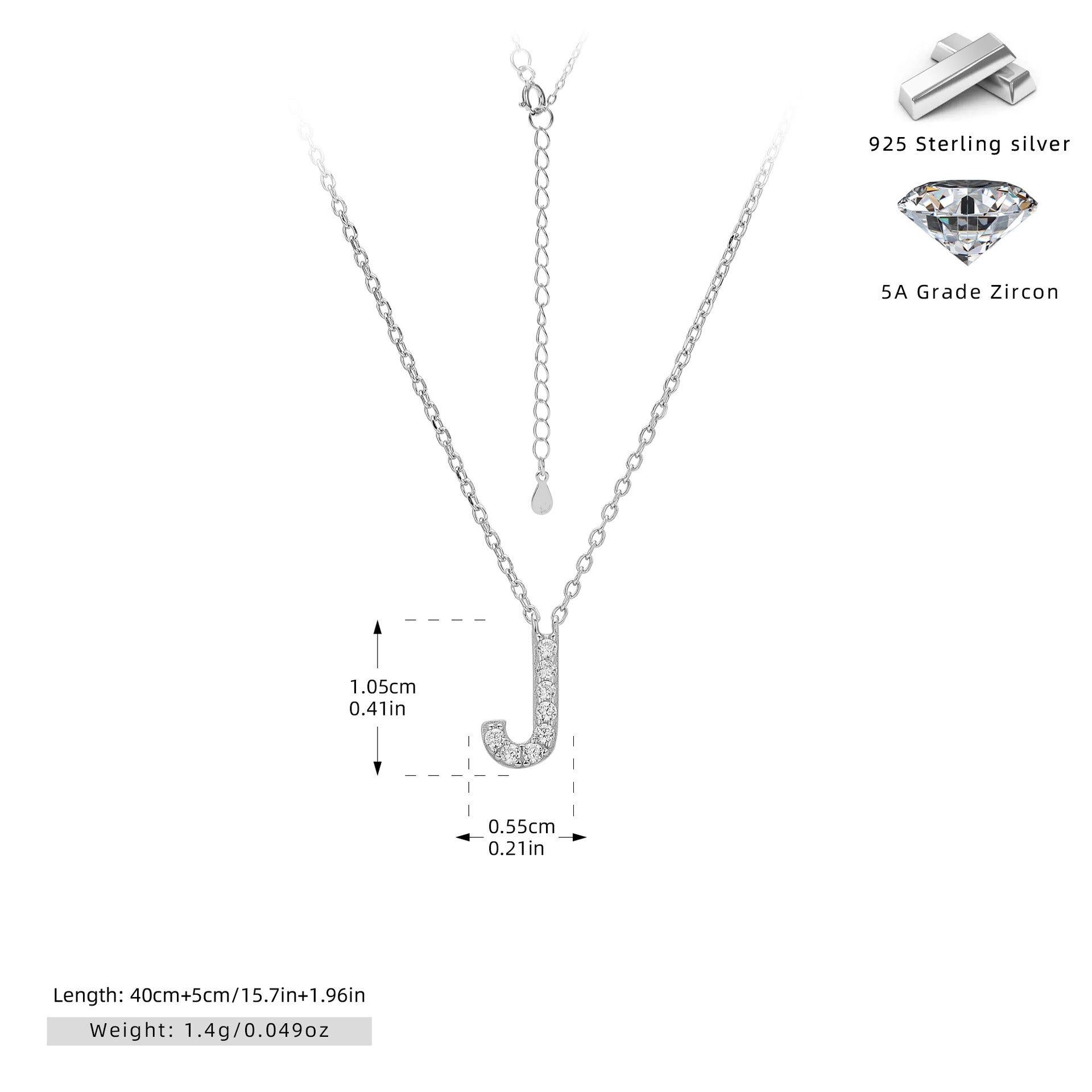 Damen Halskette mit Z-Anhänger und funkelnden Zirkonia Shop Nory