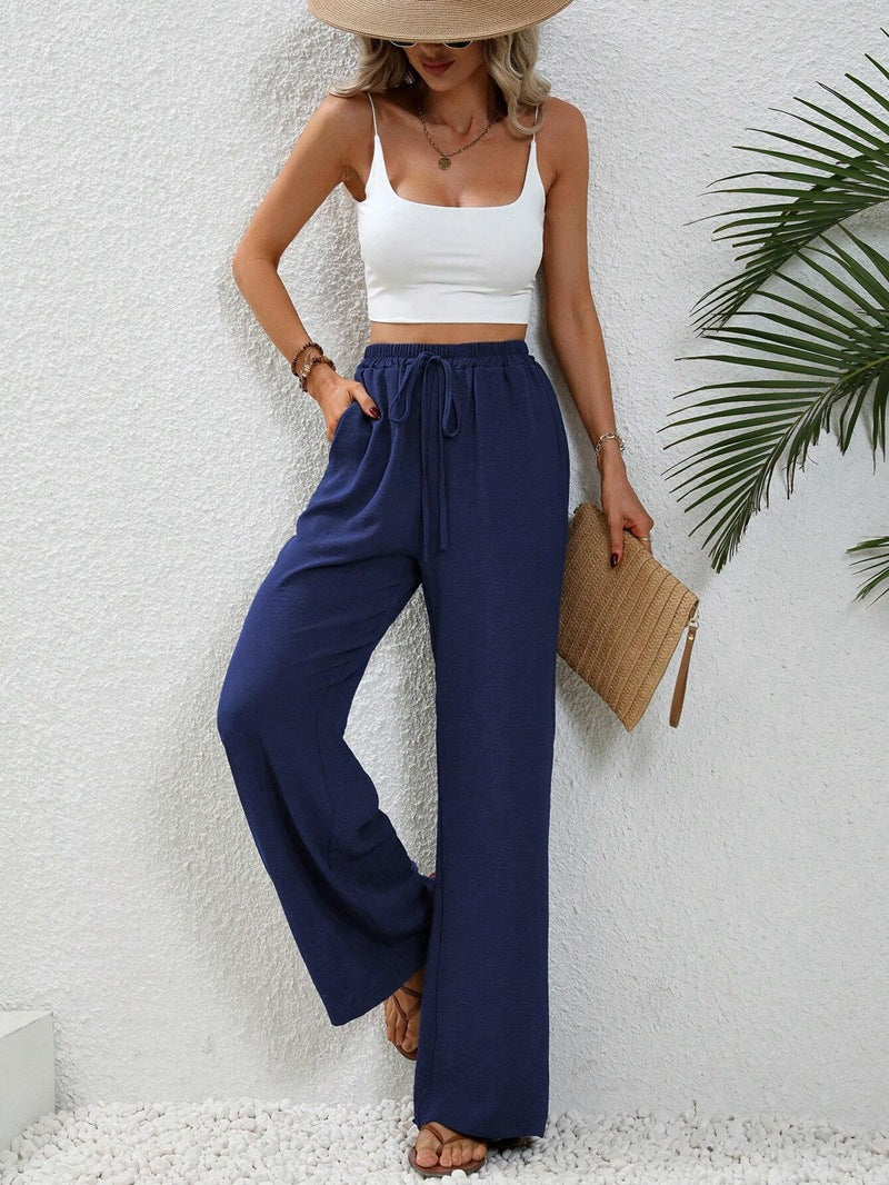 Damen weite Sommerhose mit elastischem Bund und lässigem Schnitt