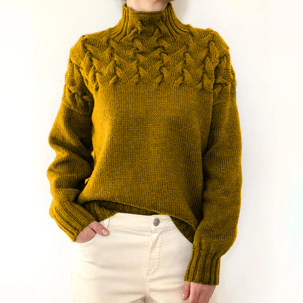 Damen nan Strickpullover mit Zopfstruktur und hohem Rollkragen Shop Nory