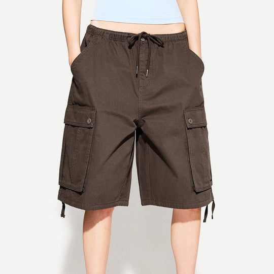Damen Cargo-Shorts mit elastischem Bund und praktischen Seitentaschen