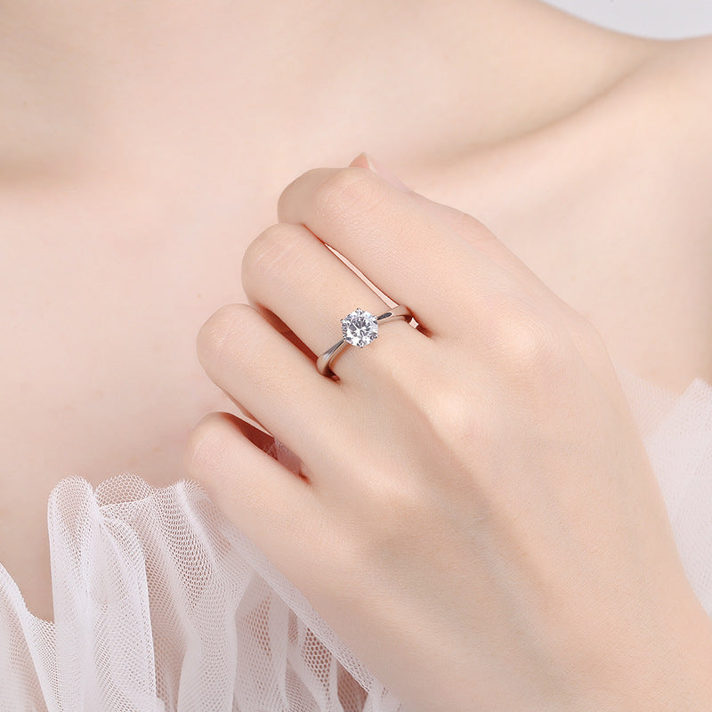 Damen Ring mit funkelndem Kristall in klassischem Design Shop Nory