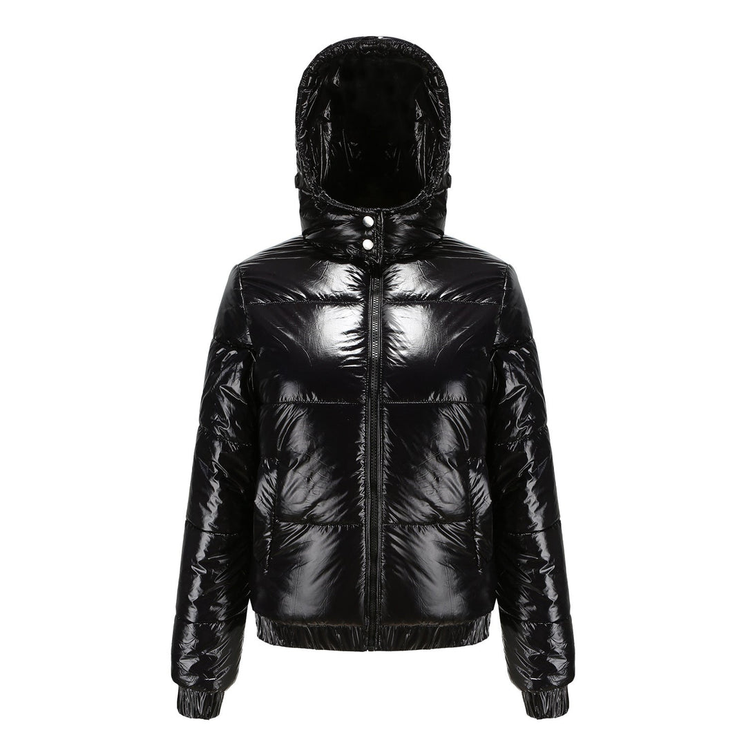 Damen glänzende Winterjacke mit Kapuze – Wasserabweisend & Wärmeisoliert – ShopNory