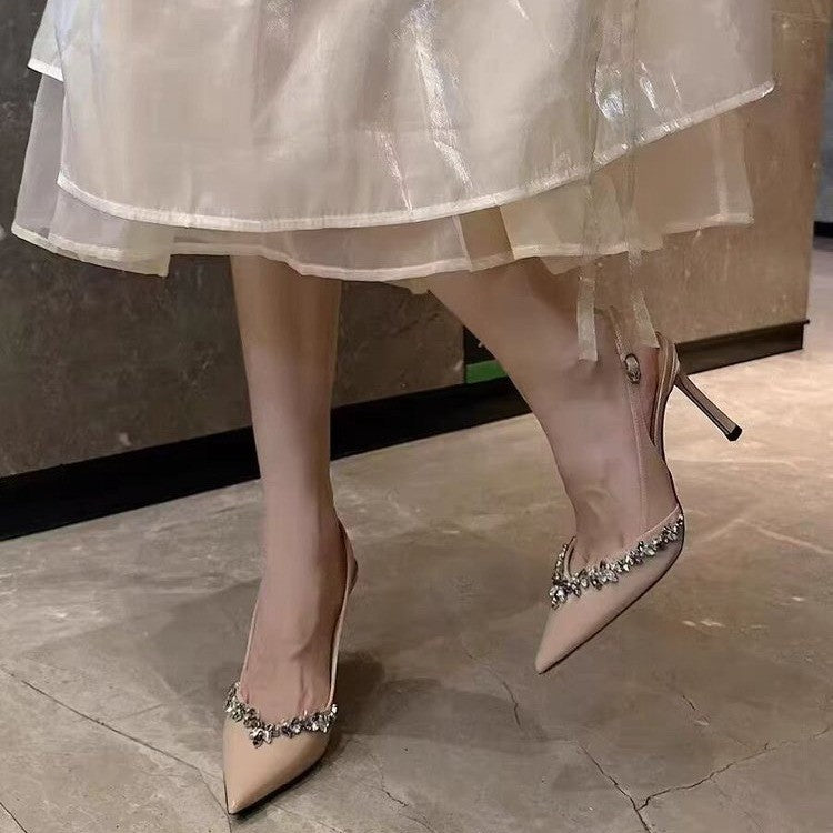 Damen Slingback‑Pumps mit spitzer Zehenform, verstellbarem Fersenriemen und Kristallbesatz Shop Nory