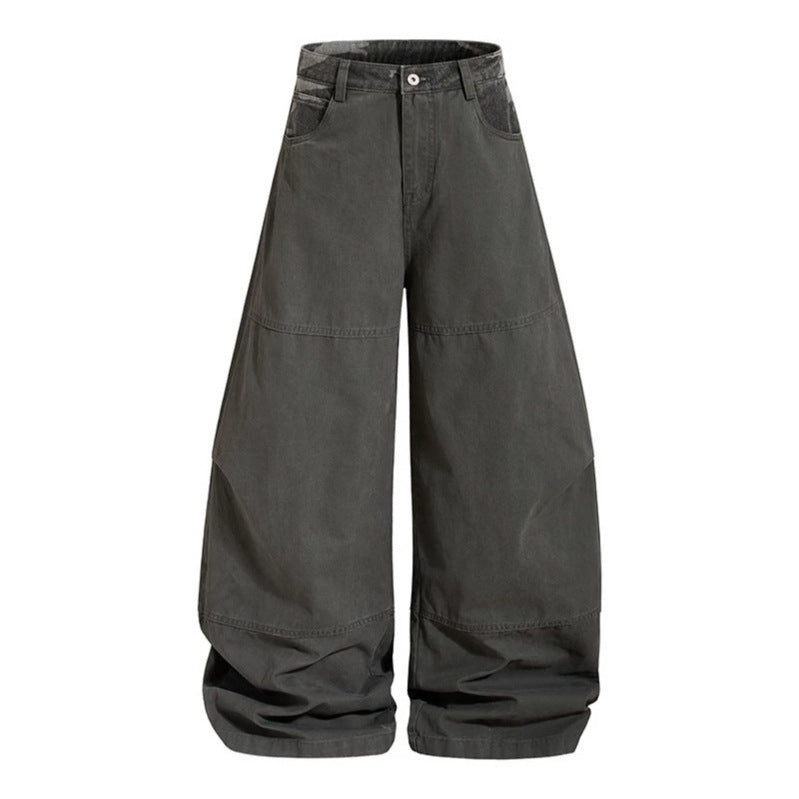 Damen weite Palazzohose aus Baumwolle mit Camouflage-Bund und Utility-Nähten Shop Nory
