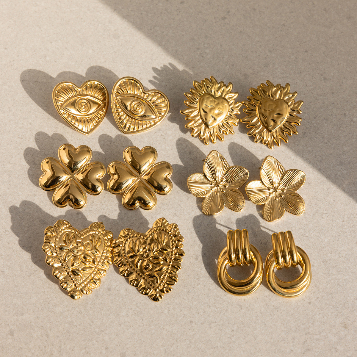 Damen Ohrhänger im Sonnen- und Herzdesign aus hochwertigem Edelstahl Shop Nory