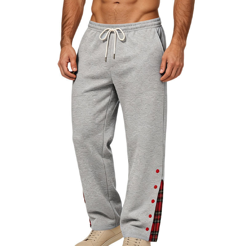 Herren weite Jogginghose mit Karobesatz und Druckknopf-Detail Shop Nory