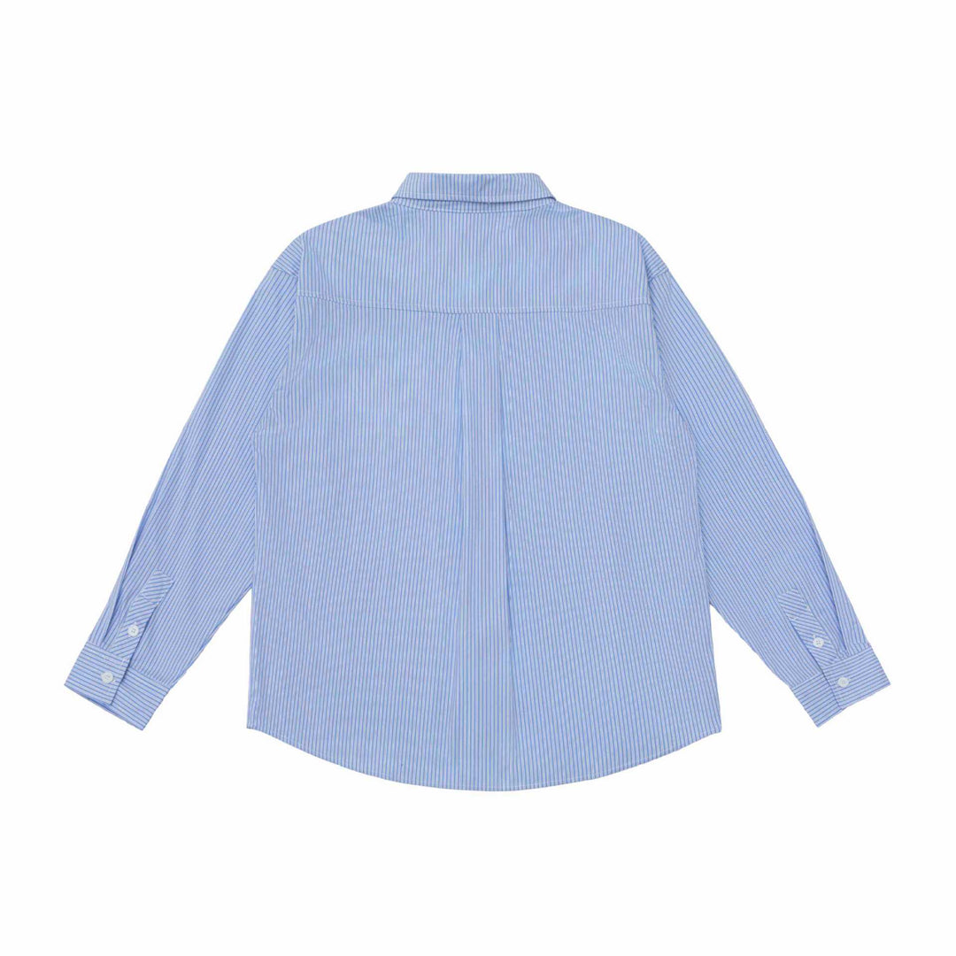 Unisex Oversize Streifenhemd mit Stickdetail und Kentkragen Shop Nory