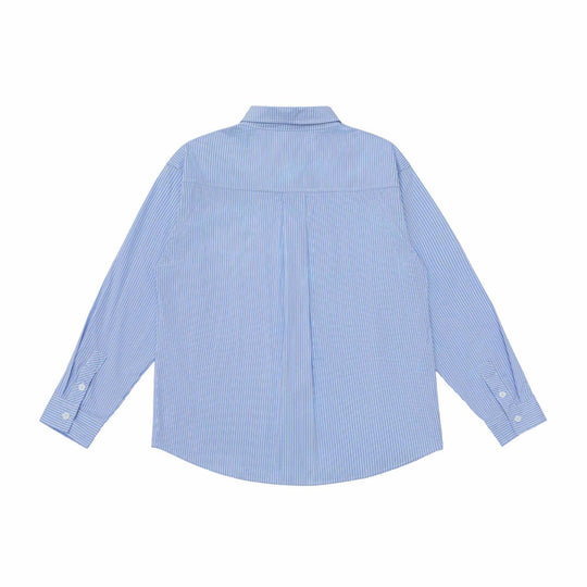 Unisex Oversize Streifenhemd mit Stickdetail und Kentkragen Shop Nory