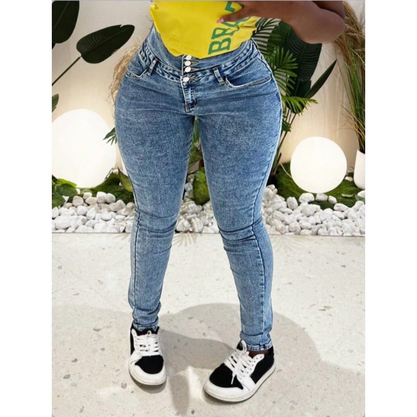 Damen Hochtaillierte Sculpting-Skinny-Jeans mit taillenformendem Überlappungsbund und Push-up-Effekt Shop Nory