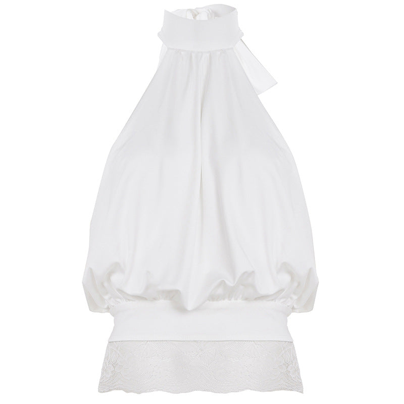 Damen Haltertop mit zarten Spitzenakzenten und eleganter Schnürung