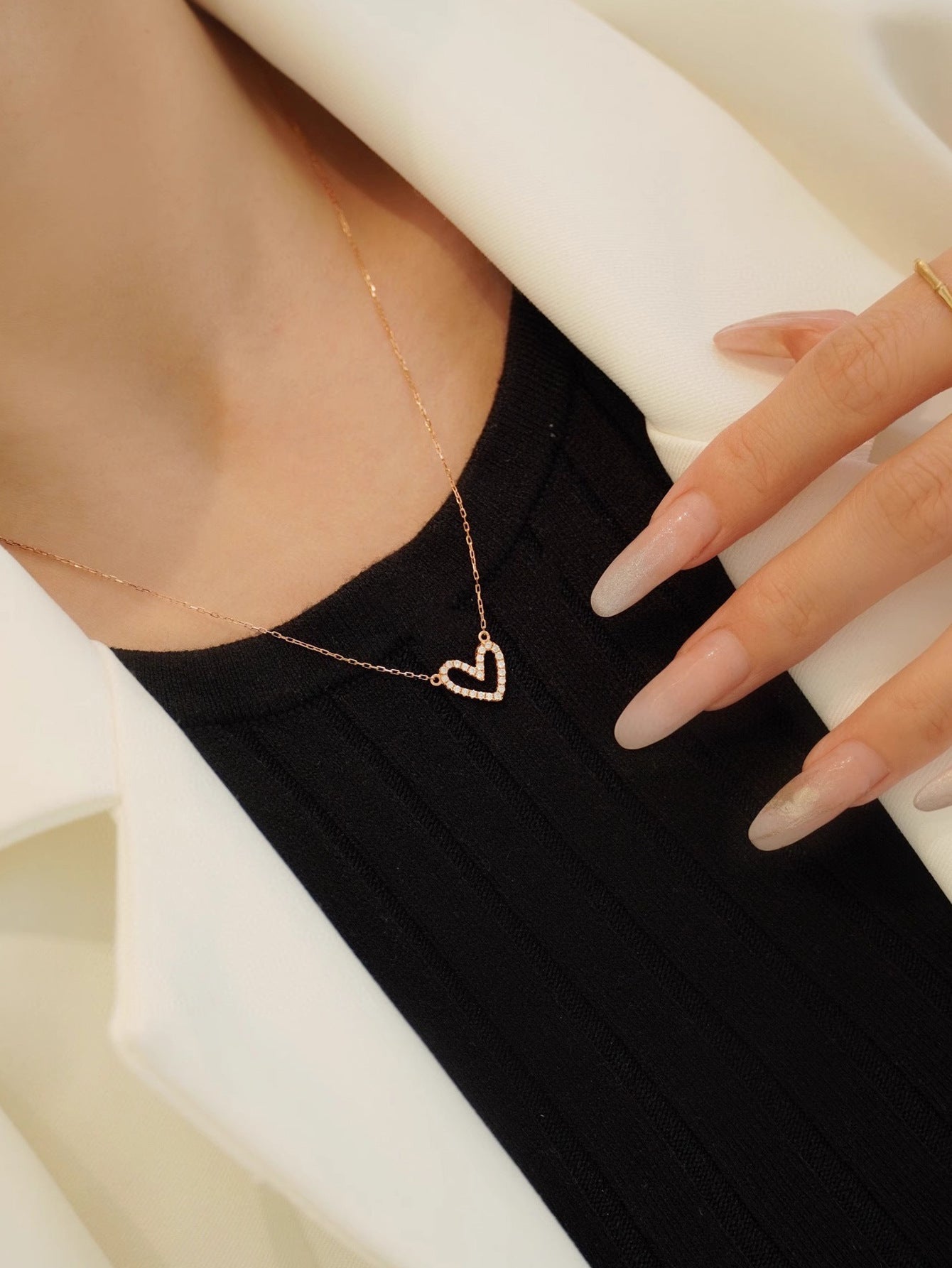925 Sterling Silber Kabelkette Beschichtung Herzform Anhänger Halskette | Shop Nory