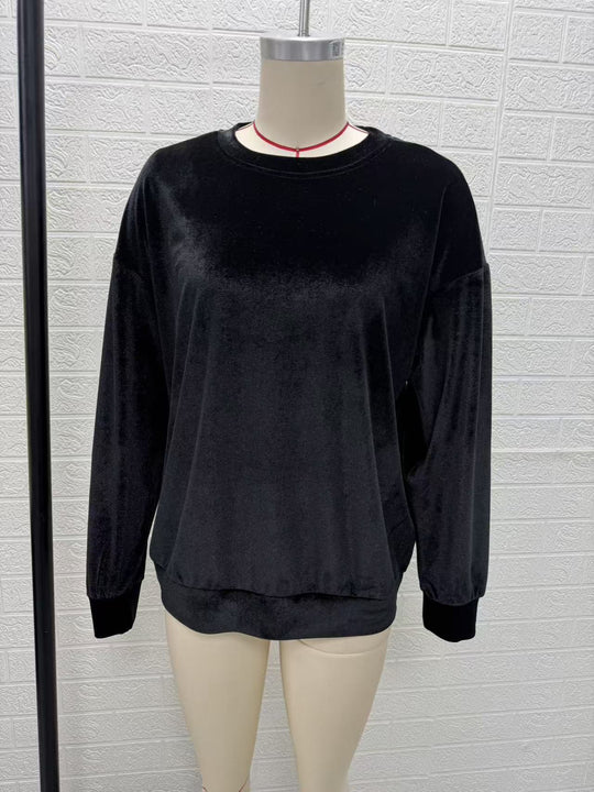 Damen Oversize-Samtpullover mit weitem Schnitt und geripptem Saum Shop Nory