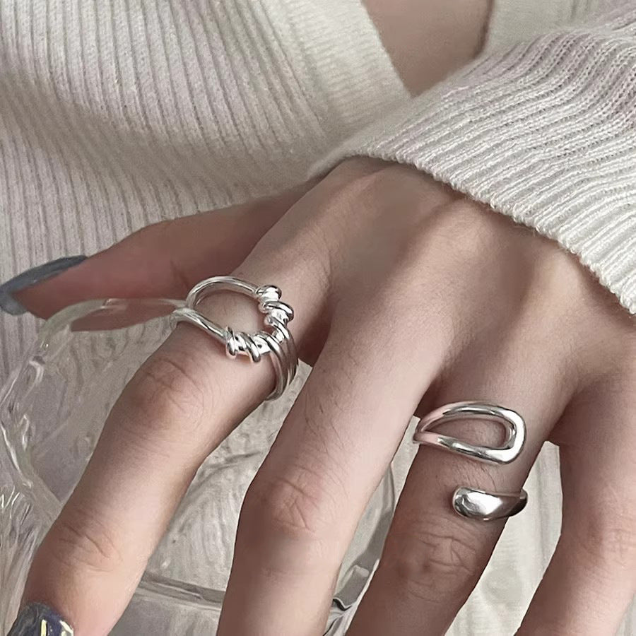 Damen Offener Silberring mit kreativem Handdesign Shop Nory