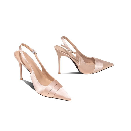 Damen Elegante Slingback‑Pumps mit spitzer Zehenpartie, Leder‑Velours‑Mix und feinem Fesselriemen Shop Nory