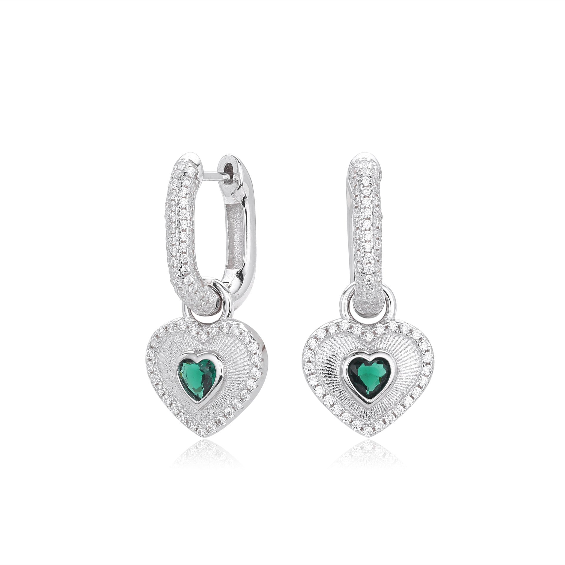 Damen Ohrhänger mit herzförmigem Design und funkelnden Zirkonsteinen Shop Nory