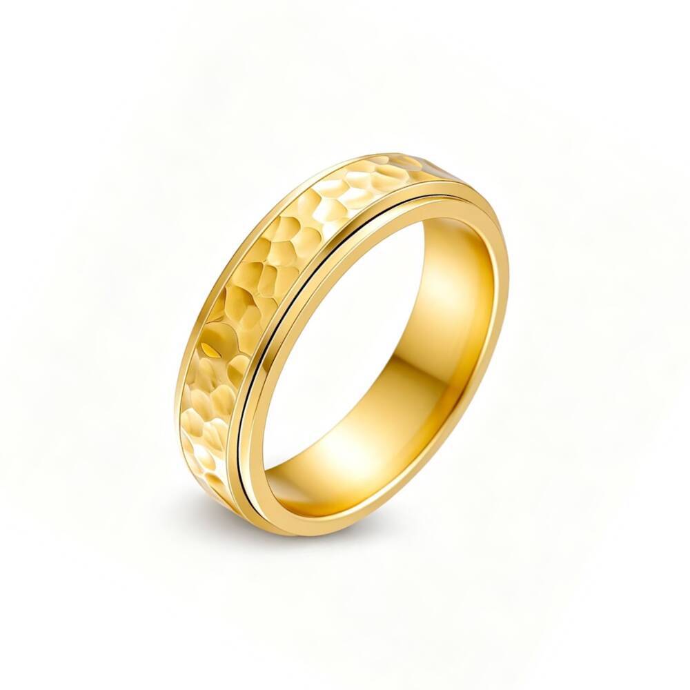 Herren Ring mit kreativen Schwarz-Weiß-Karomuster und goldener Verzierung Shop Nory