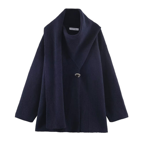 Damen Oversize Wollmix‑Mantel mit weitem Schalkragen, eingesetztem Schaldetail und dekorativem Knebelverschluss Shop Nory